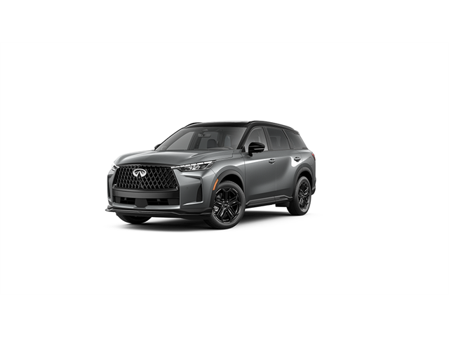 2027 INFINITI QX60 SPORT in Graphite Shadow/Blk Obsid — front three-quarter view