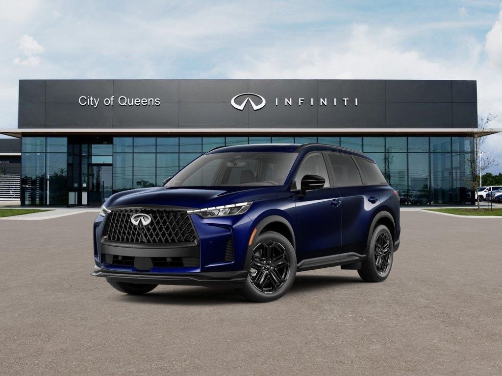 2027 INFINITI QX60 SPORT in Grand Blue — front three-quarter view