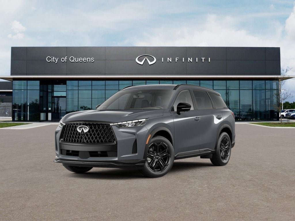 2027 INFINITI QX60 SPORT in Harbor Gray — front three-quarter view