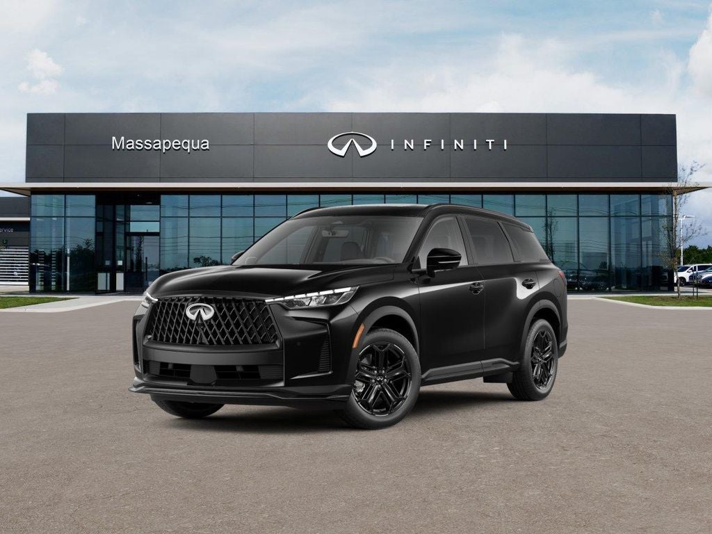 2027 INFINITI QX60 Sport AWD in Mineral Black — front three-quarter view